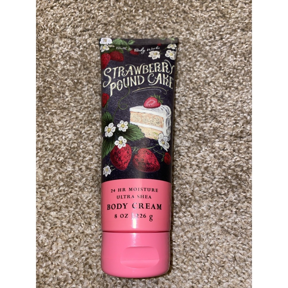 Bath & Body Works STRAWBERRY‎ POUND & CAKE Ultra Shea Body Cream 8oz.